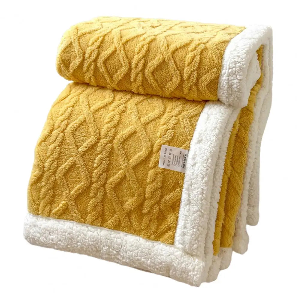 Double-Sided Plush Throw Blanket – 3D Jacquard, Warm & Cozy