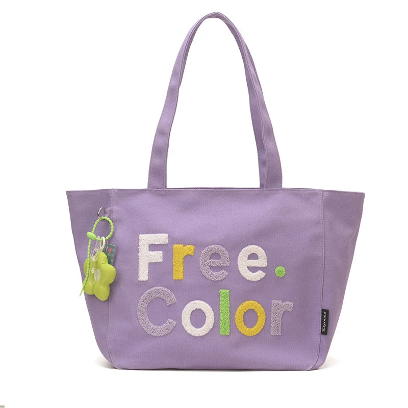 Embroidered Canvas Tote Bag – Women's Crossbody Shoulder Bag Canvas Tote Bag Nixie