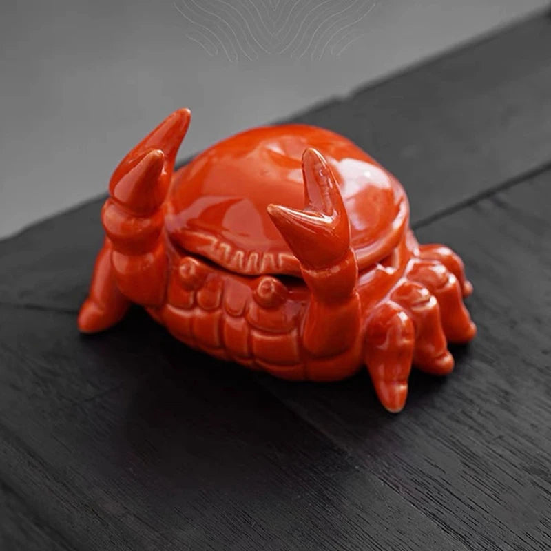 Cute Crab Ceramic Ashtray with Lid – Home Décor Gift Ceramic Ashtray Nixie