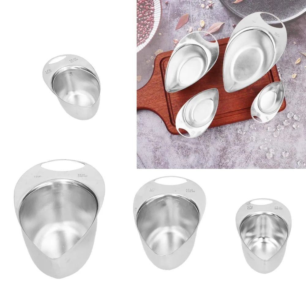 4-Piece Stainless Steel Measuring Cup Set – Mirror Polished Measuring Cup Set Nixie