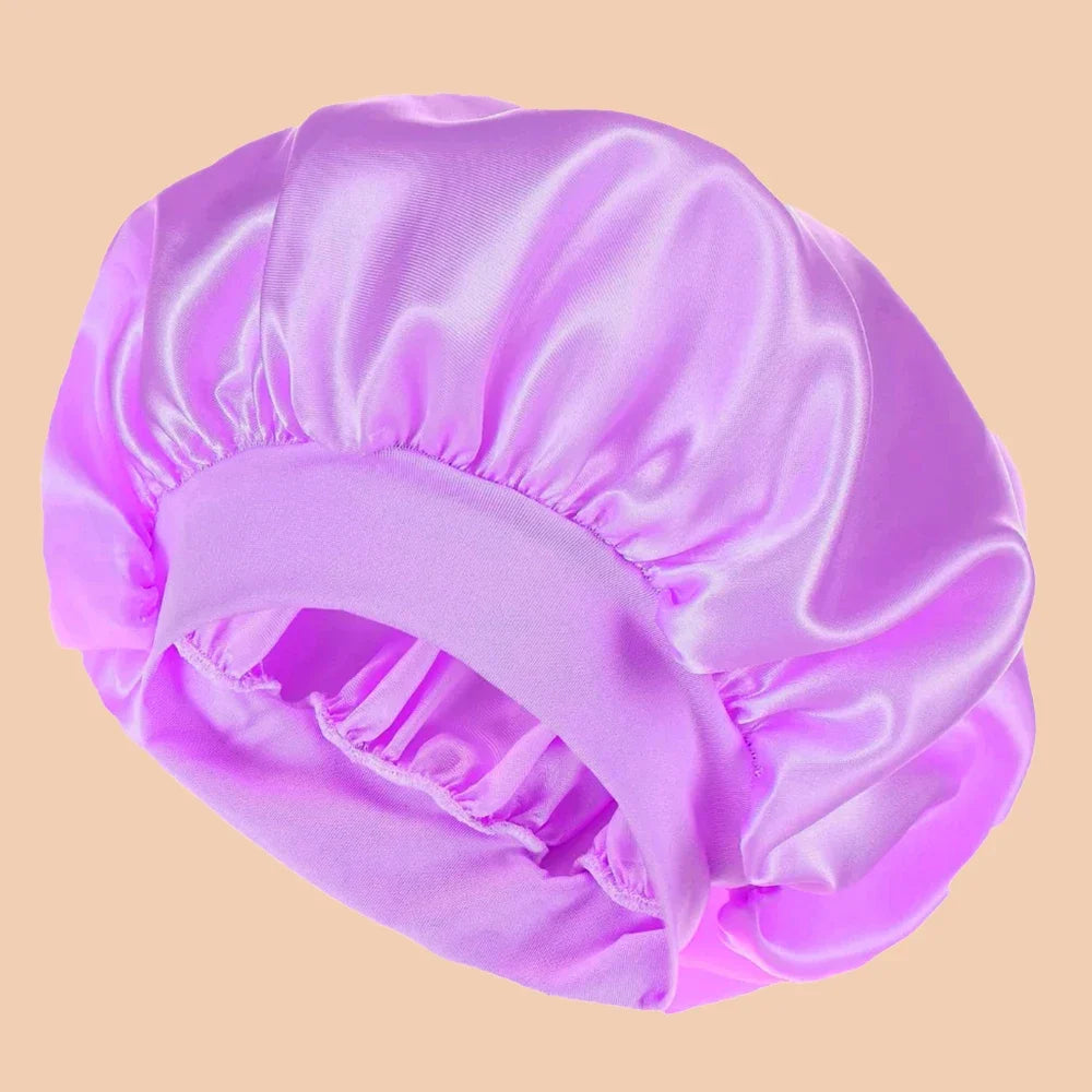Satin Sleep Bonnet & Wide-Brimmed Shower Cap for Women