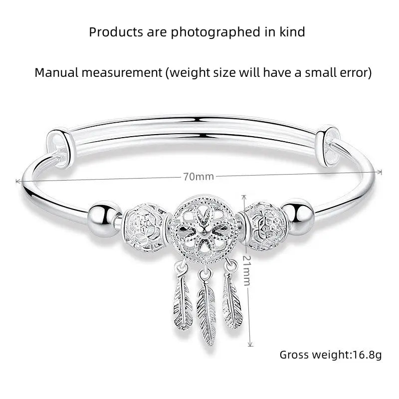 Silver Plated Dreamcatcher Tassel Strand Bracelet for Women Fashion Bracelet Nixie