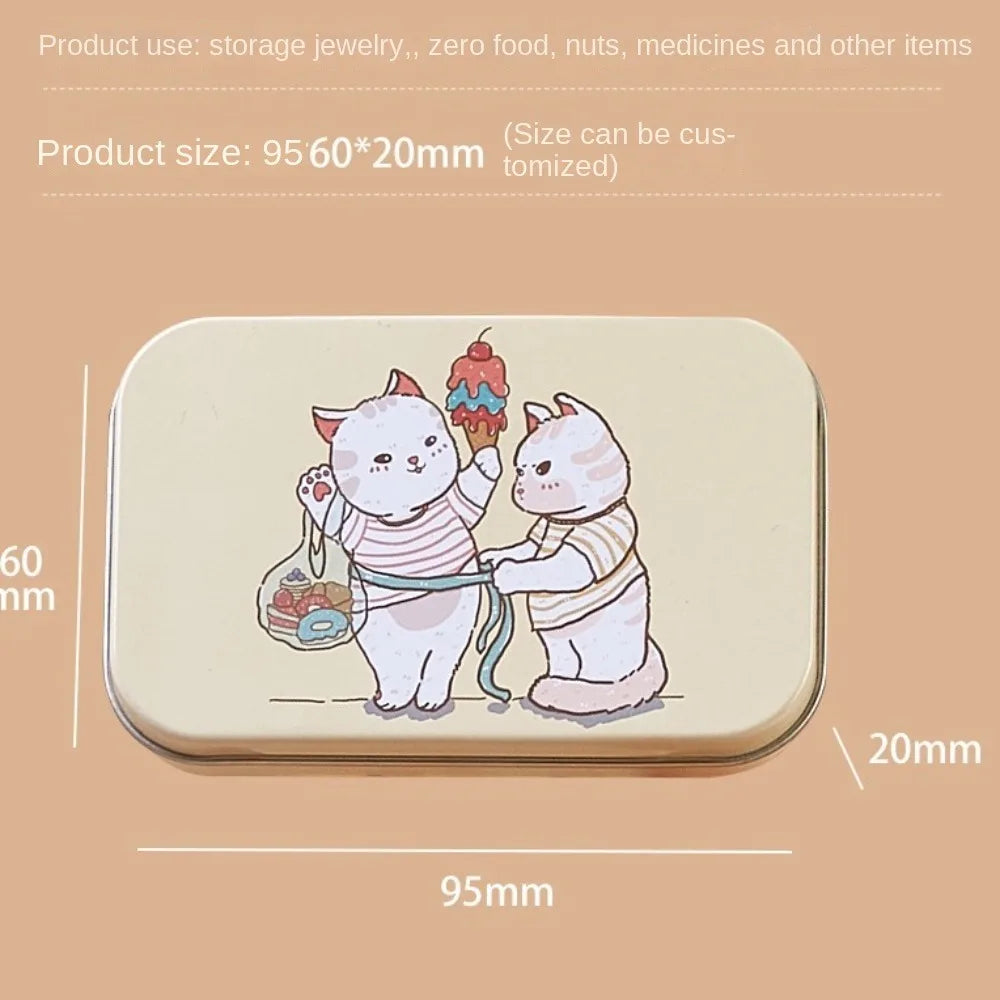 Cute Tinplate Flip Lid Storage Box 95×60×20mm – Metal Tin Case Tinplate Storage Box Nixie