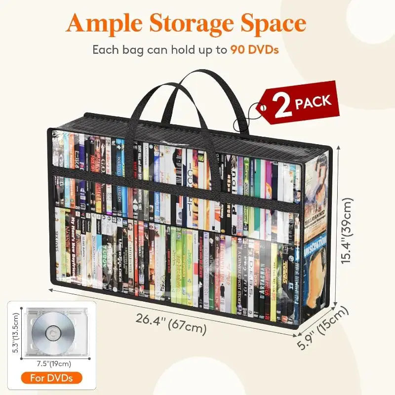Transparent PVC Zipper Bag – DVD CD Book File Storage Organizer