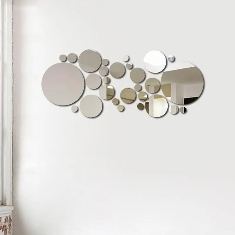 26Pcs 3D Round Acrylic Mirror Wall Stickers – DIY Home Decor Mirror Wall Stickers Nixie