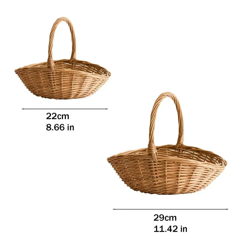 Handwoven Rattan Storage Basket with Handle | Fruit & Veggie Wicker Storage Basket Nixie