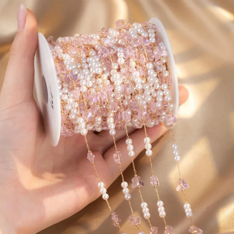 Golden Crystal Beaded Chain for DIY Necklace & Bracelet – Nixie DIY Jewelry Chain Nixie