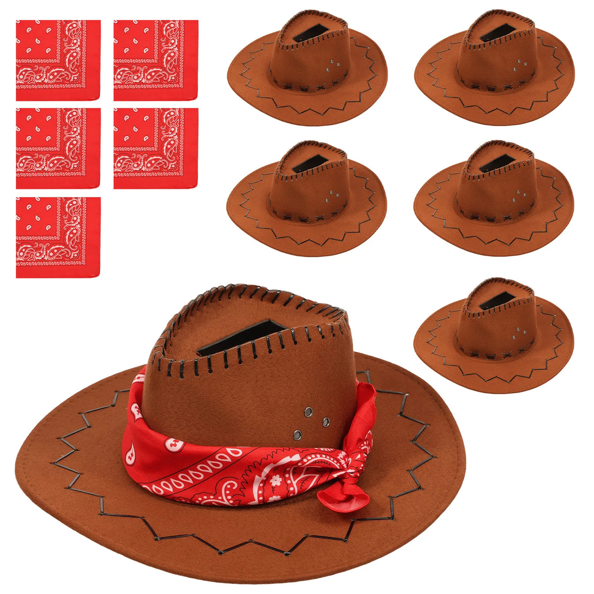 6Pcs Western Cowboy Hat Flower Vase Party Centerpiece Set Decorative Vase Set Nixie Style A