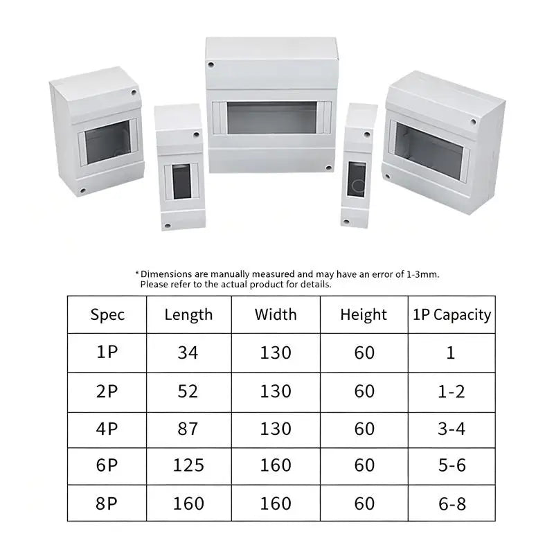 1-8P Flame Retardant ABS Circuit Breaker Surface Mount Enclosure Box