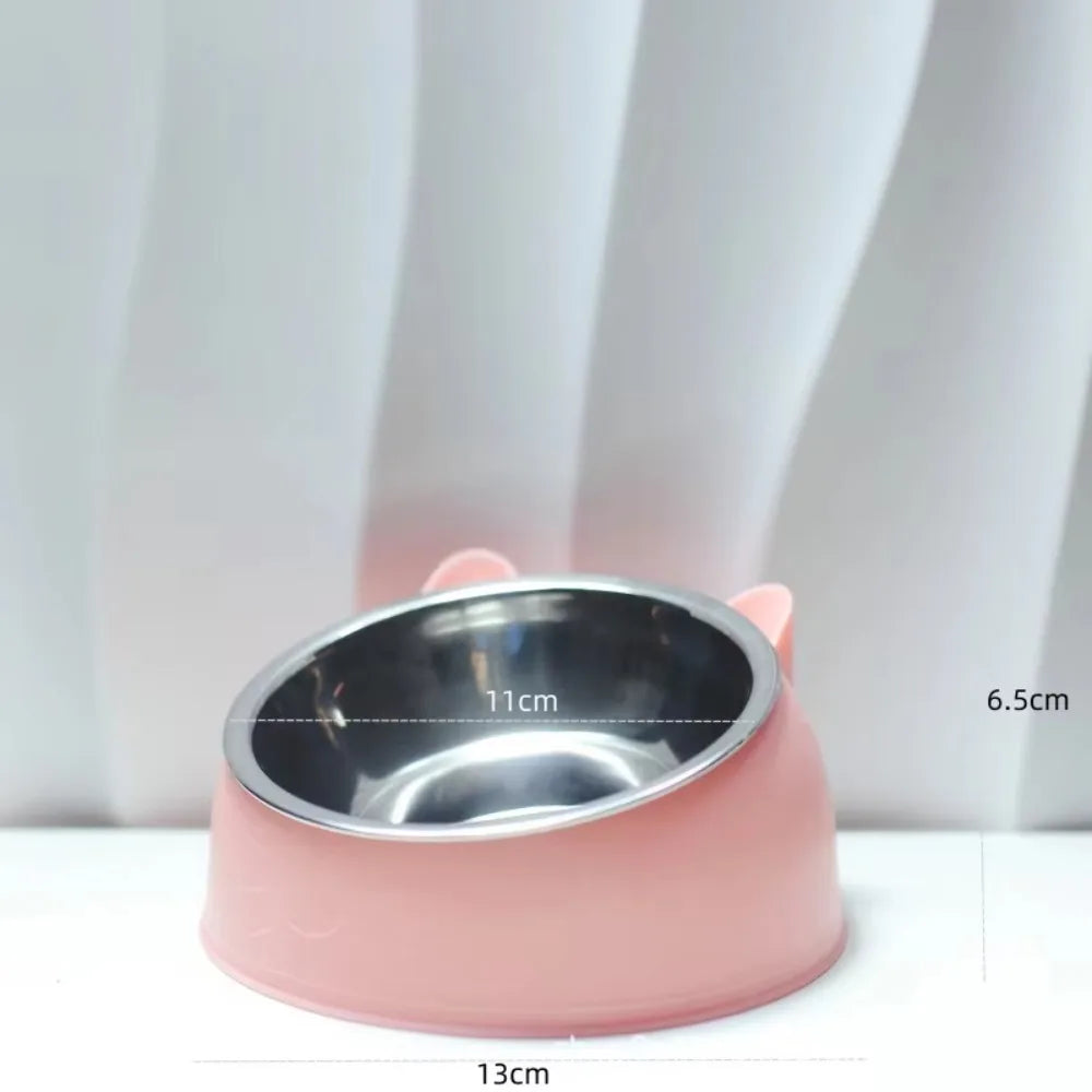 Stainless Steel Tilted Pet Bowl for Cats & Dogs | Ergonomic