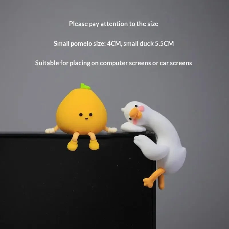 3D Duck Pomelo Resin Figurines – Cute Desk Decor 2 Pack Resin Figurine Set Nixie