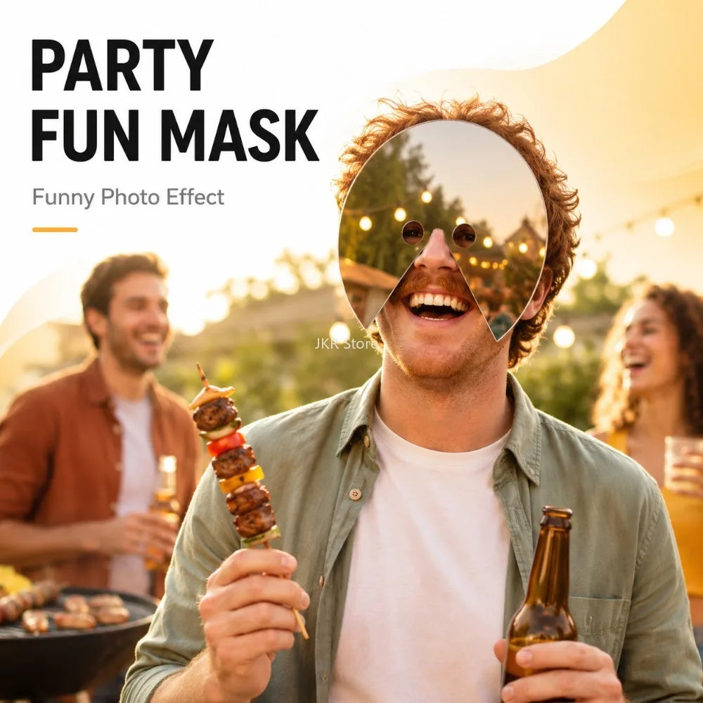 Round Acrylic Mirror Face Mask – Reflective Party Costume Prop