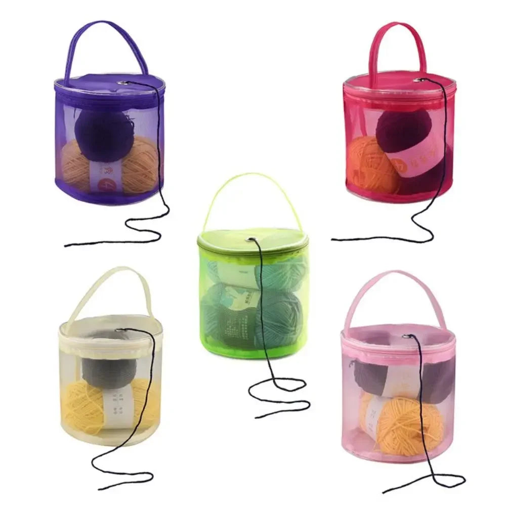 Portable Mesh Yarn Storage Bag for Knitting & Crochet