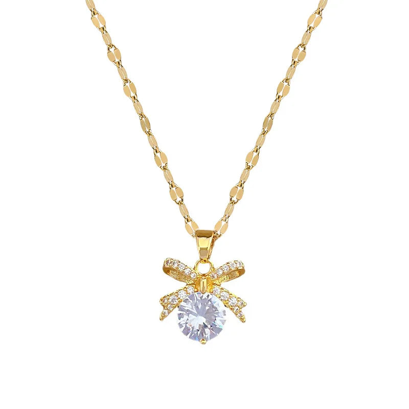 Butterfly Bow Pendant Necklace | Gold Clavicle Chain for Women Pendant Necklace Nixie