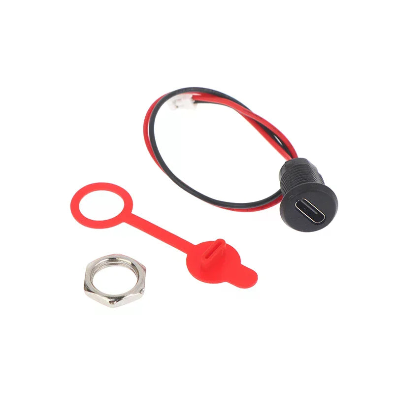 USB Type-C Female 2-Pin Charging Socket with Cap 5/8/10 Pack