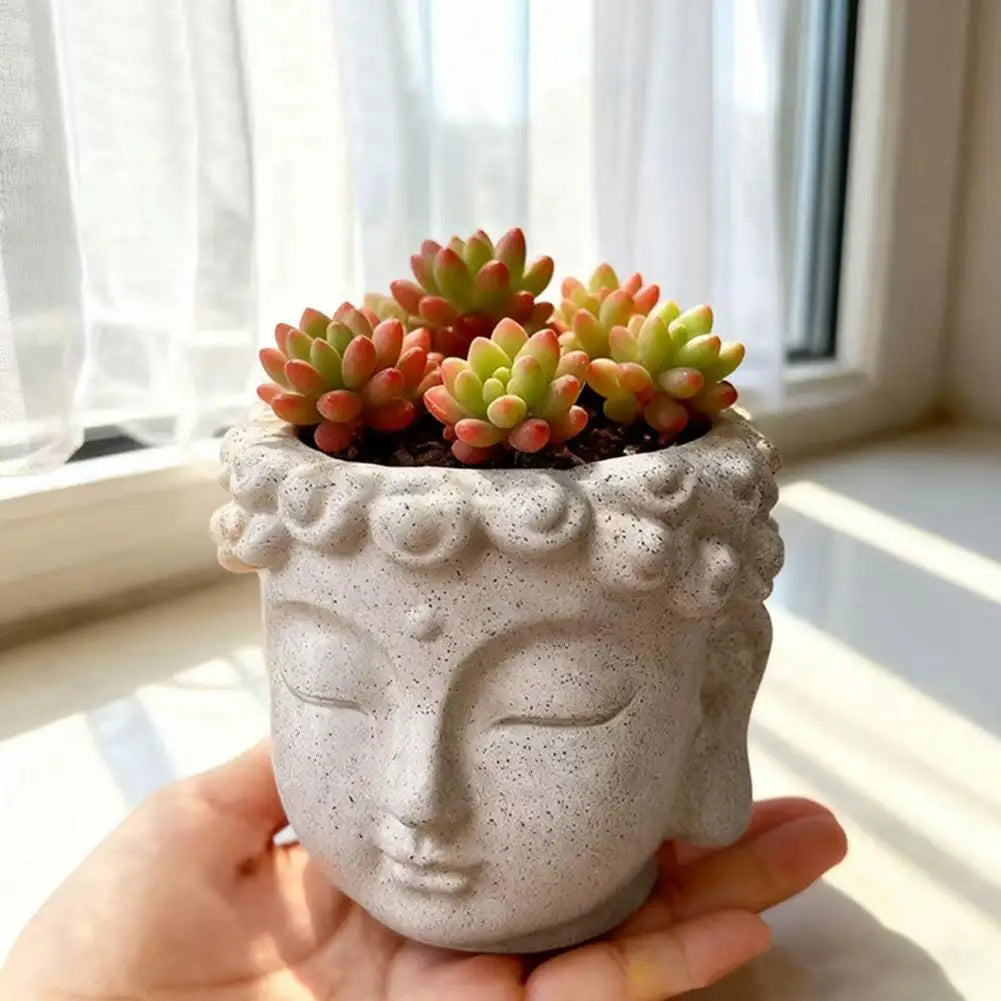 Buddha Head Flower Pot Planter – Zen Sculpture Home Decor Decorative Planter Nixie