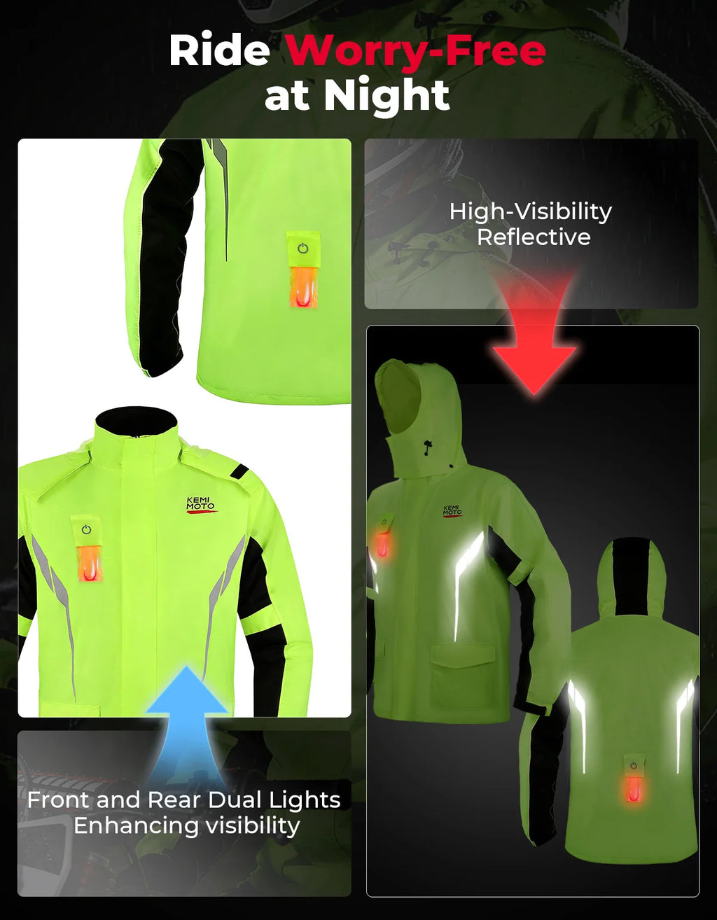 KEMIMOTO Waterproof Motorcycle Rain Suit – Jacket & Pants Motorcycle Rain Suit Nixie