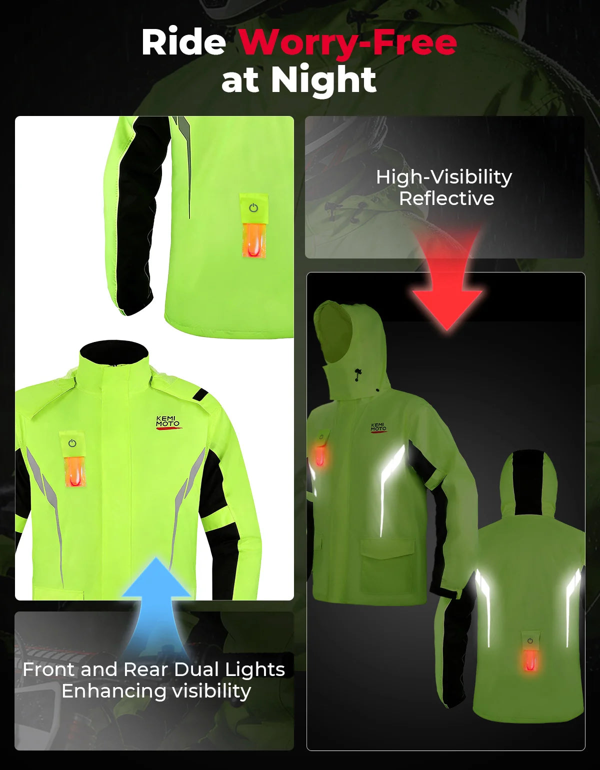 KEMIMOTO Waterproof Motorcycle Rain Suit – Jacket & Pants Motorcycle Rain Suit Nixie