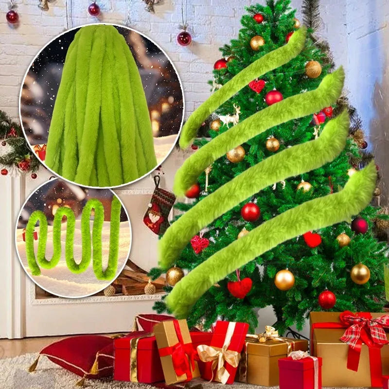 Lime Green & White Faux Fur Christmas Garland 1.97x7FT Christmas Garland Nixie