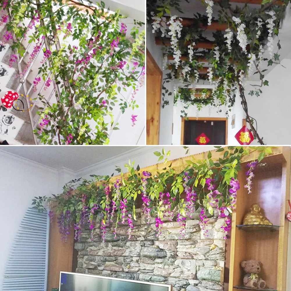 Artificial Wisteria Garland Vine – Silk Hanging Flower Decor Artificial Flower Garland Nixie