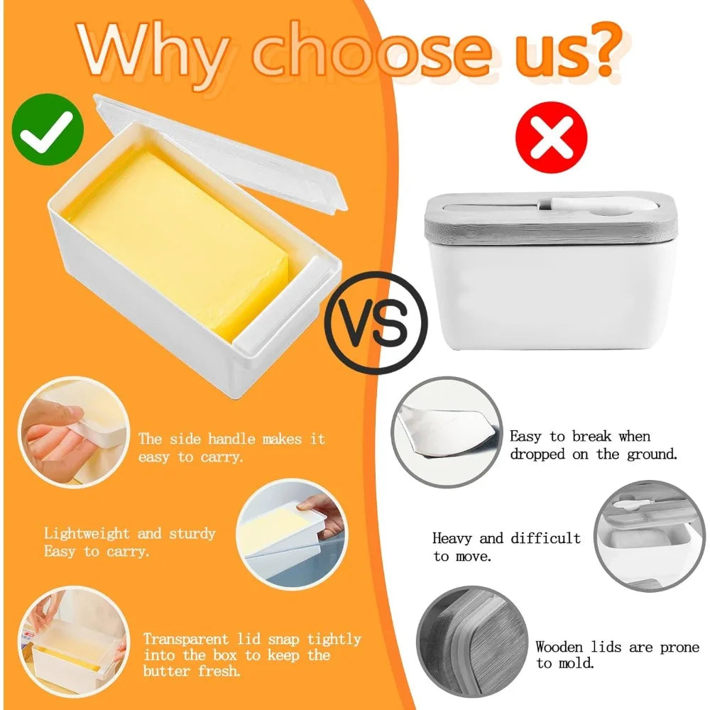 Butter Dish with Cover & Cutter | Fridge Cheese Storage Box Butter Dish with Cutter Nixie