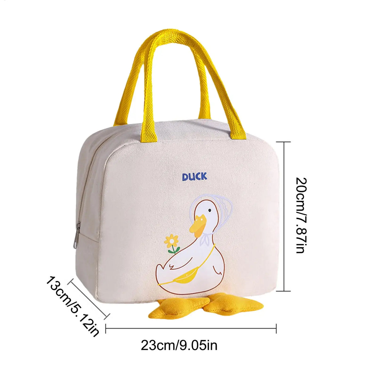 Cute Duck Insulated Lunch Bag – Large Canvas Bento Bag Insulated Lunch Bag Nixie