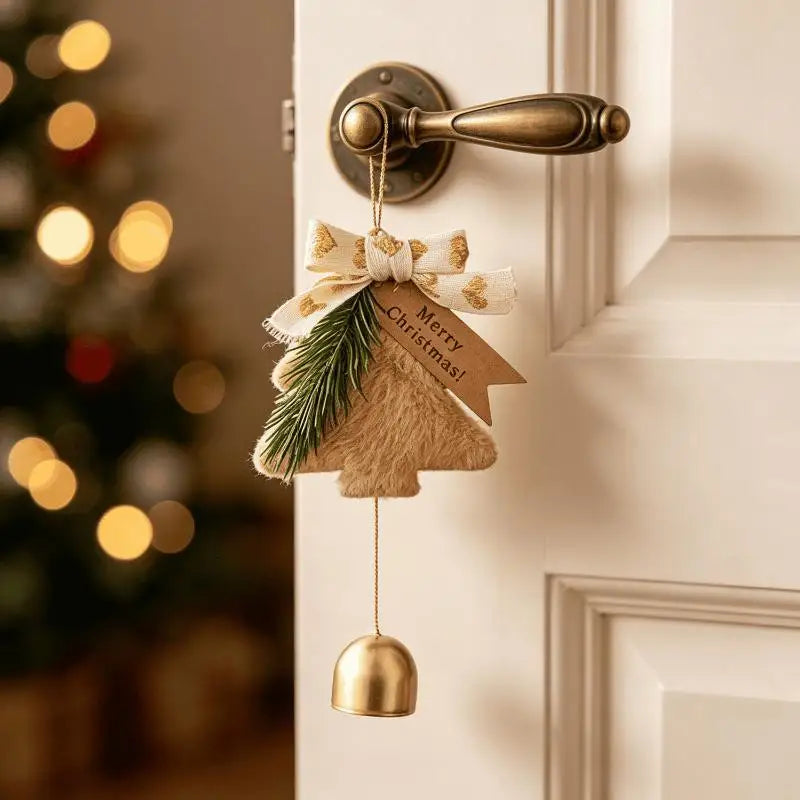 Fluffy Plush Christmas Tree Hanging Ornaments with Brass Bell Christmas Tree Ornament Nixie