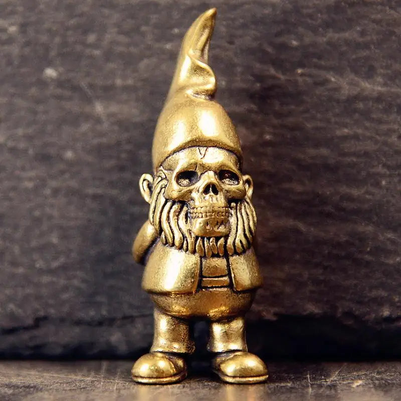 Vintage Copper Gnome Statue – Halloween Desk Decor Ornament Decorative Figurine Nixie
