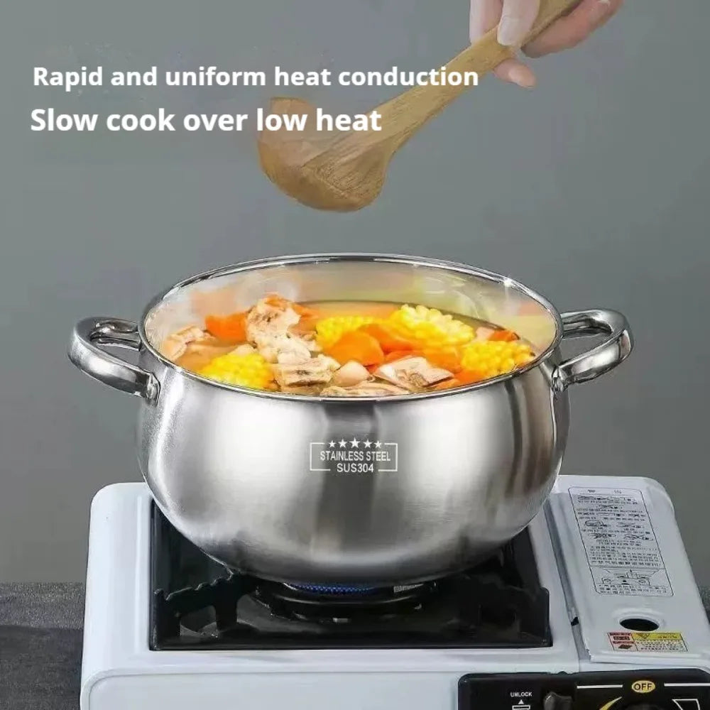 FEB.WIND 5L Stainless Steel Stock Pot with Glass Lid – Induction Safe Stock Pot Nixie