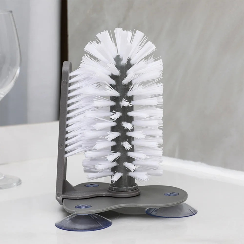2-in-1 Suction Cup Glass & Bottle Cleaning Brush Scrubber Cup Cleaning Brush Nixie Grey