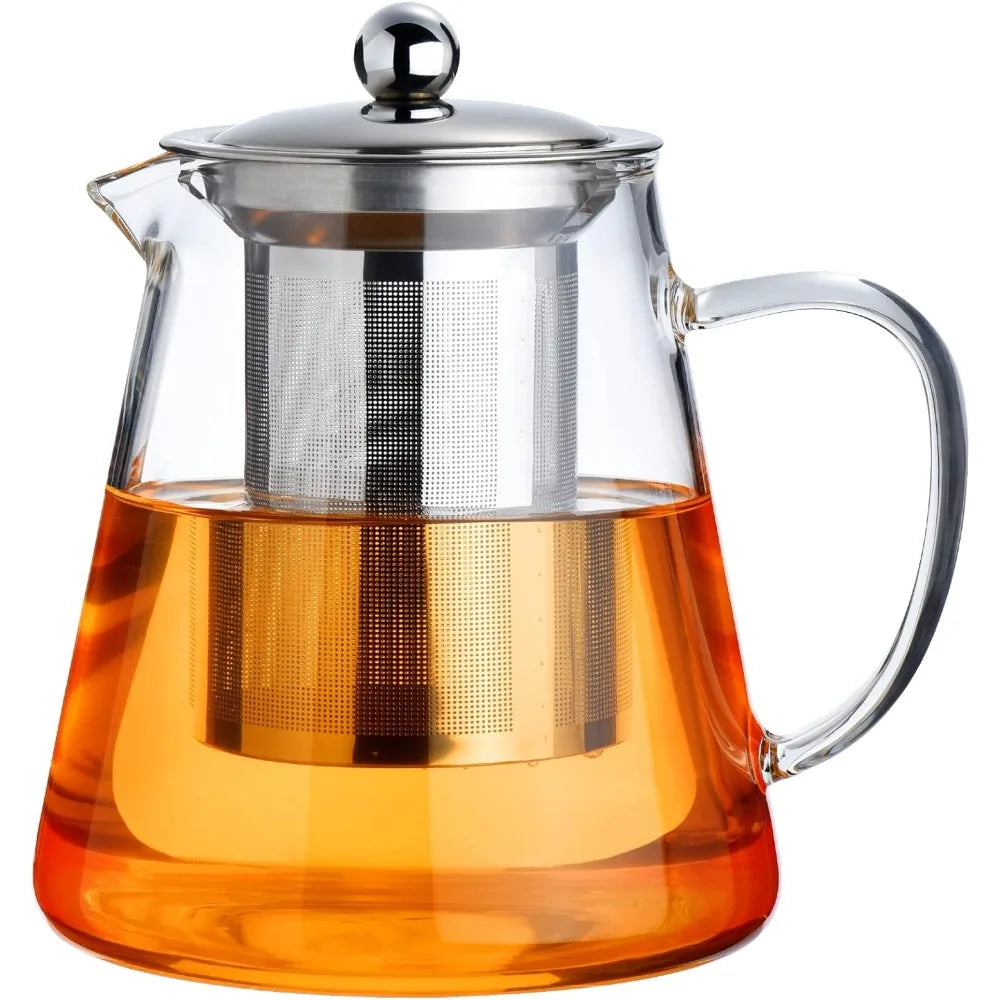 Glass Teapot with Stainless Steel Infuser – Loose Leaf & Blooming Glass Teapot Nixie