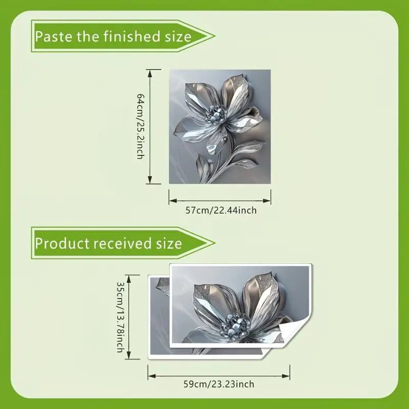 Silvery Floral Rhinestone Decal – Removable Self-Adhesive Sticker