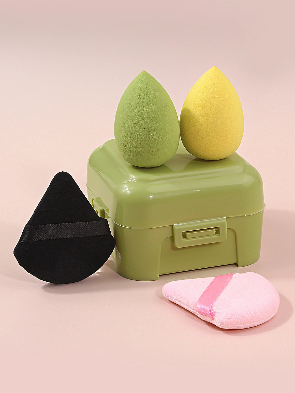 4-Piece Makeup Sponge & Triangle Powder Puff Set with Box