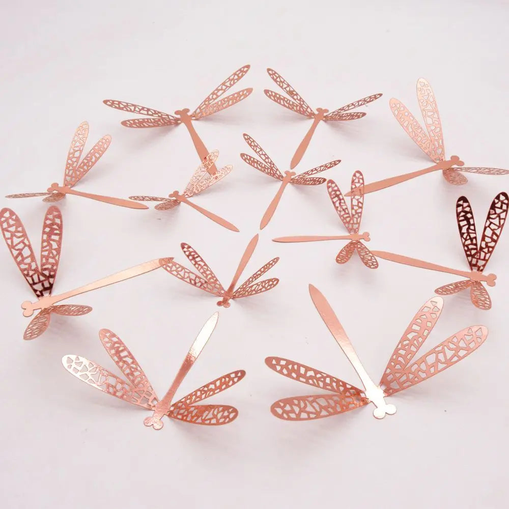 3D Dragonfly Wall Decals 12pcs – Gold Silver Rose Gold Stickers Wall Decal Stickers Nixie