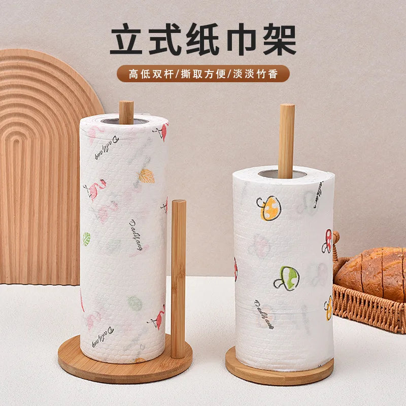 Bamboo Kitchen Roll Paper & Tissue Holder – Desktop Rack
