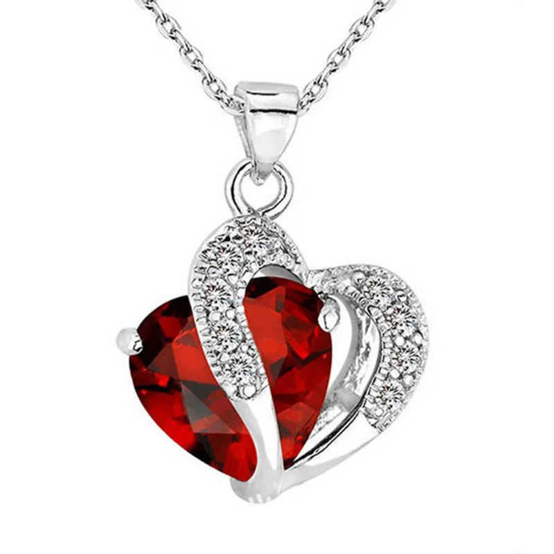 Women's Heart Crystal Rhinestone Silver Pendant Necklace Pendant Necklace Nixie