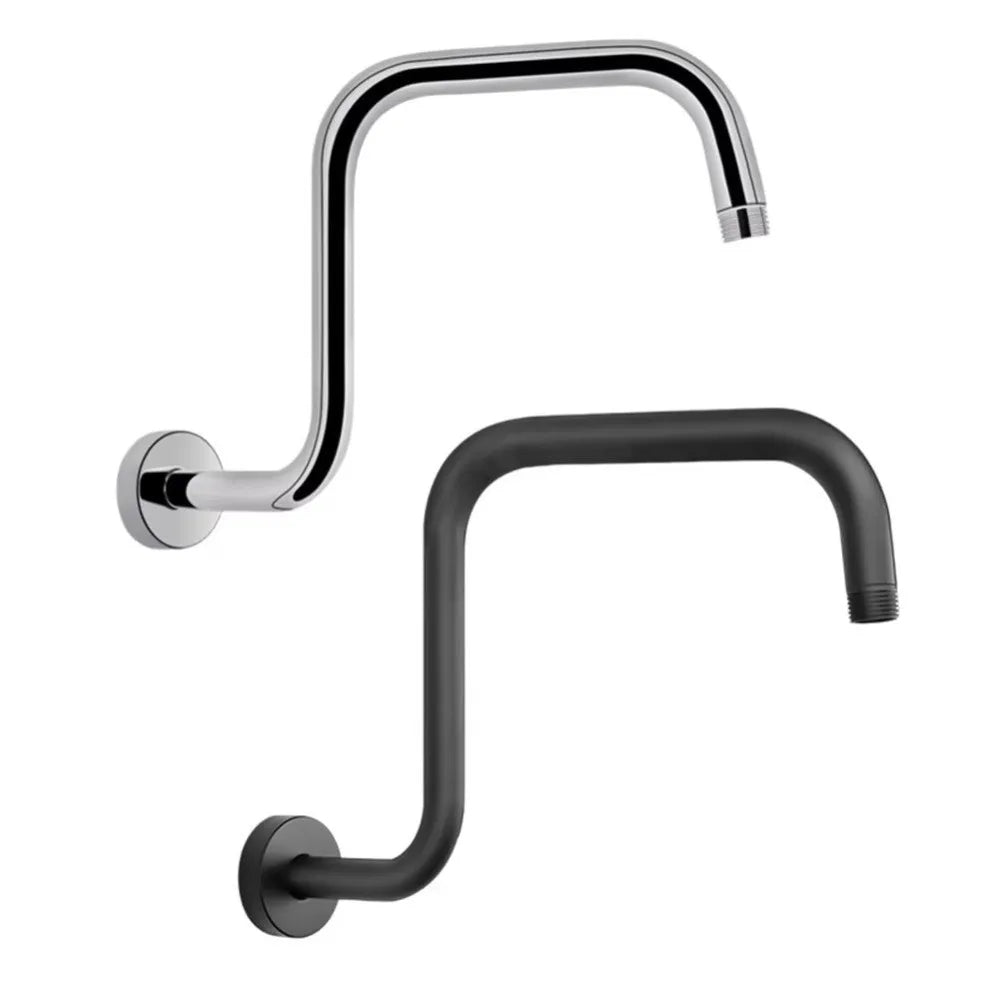 Wall Mounted Stainless Steel Shower Head Bracket & Arm | Silver/Black