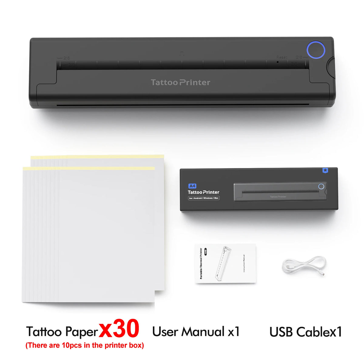 Luck Jingle Wireless Thermal Tattoo Stencil Printer – Bluetooth A4 Tattoo Stencil Printer Nixie A46 add 30pcs