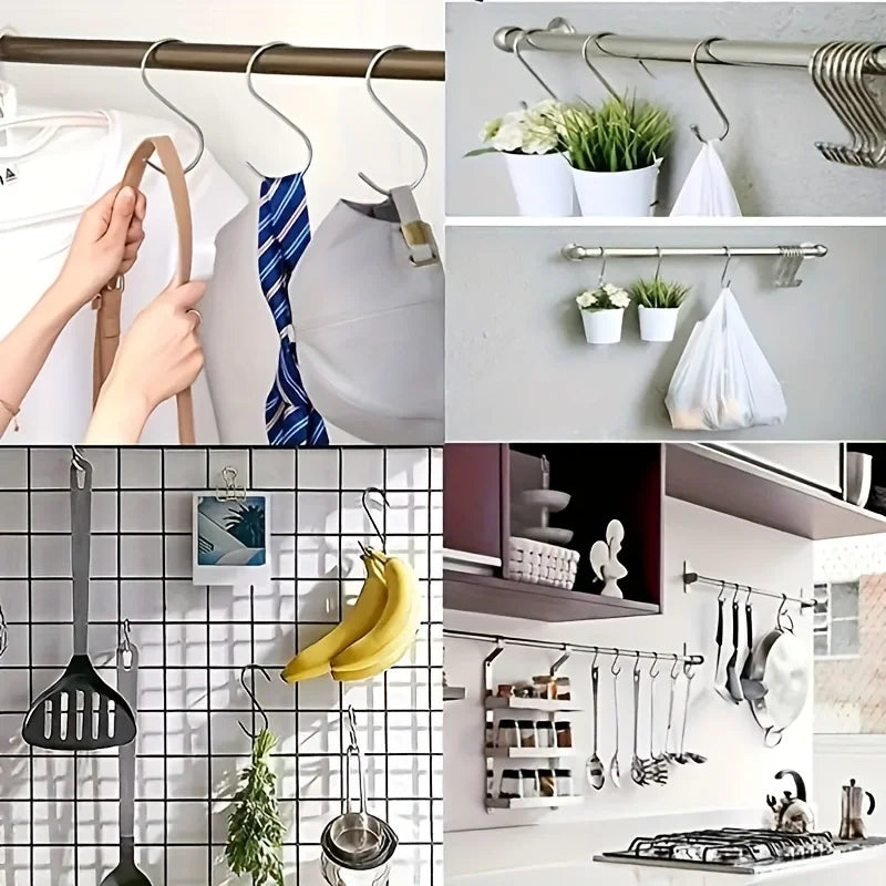 Stainless Steel S-Hook Set 5/13 Pcs – Kitchen & Wardrobe Hooks S-Hook Set Nixie