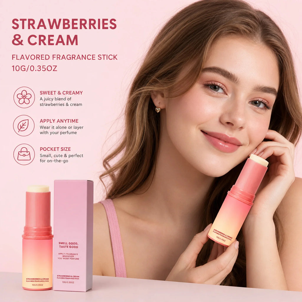 Strawberry Cream Solid Perfume Stick – Portable Fruity Balm Solid Perfume Stick Nixie