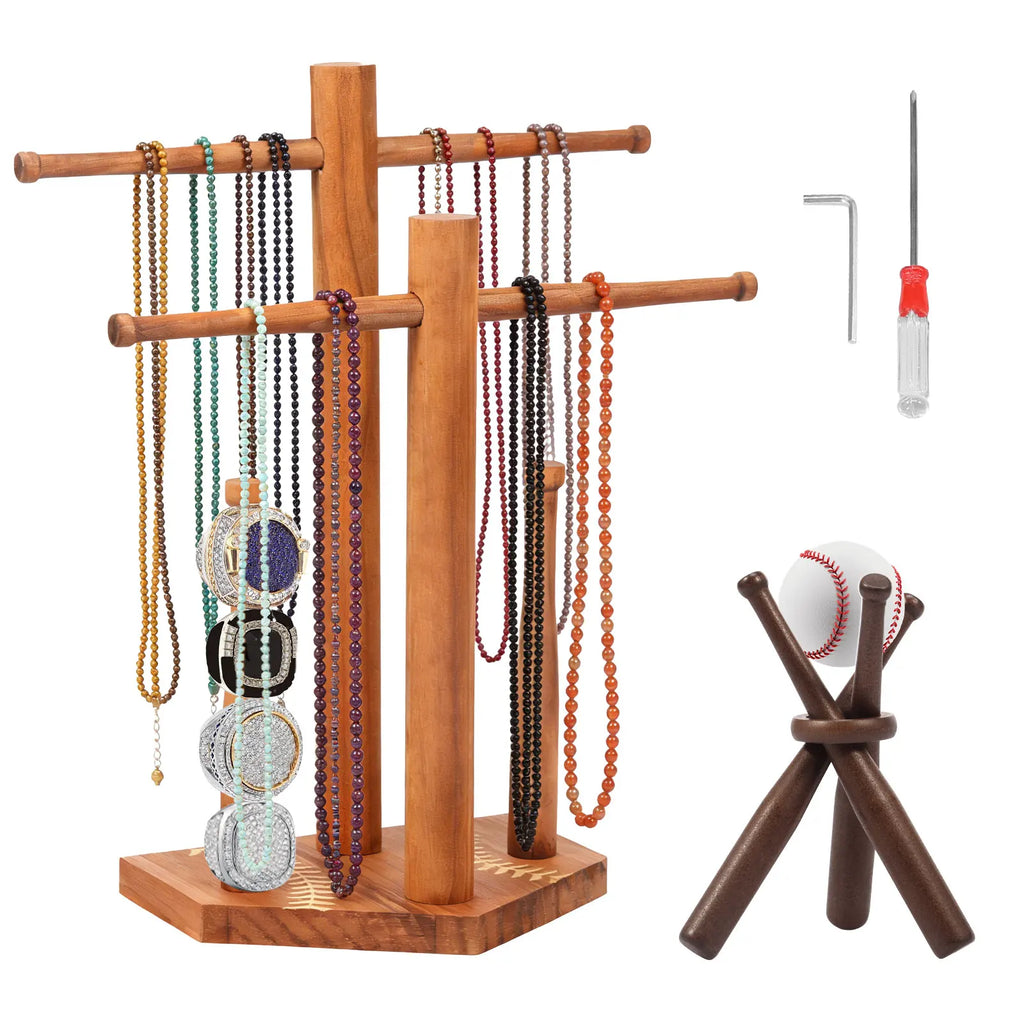 Wood Baseball Ring & Necklace Display Stand with Baseball Stand Ring Display Stand Nixie
