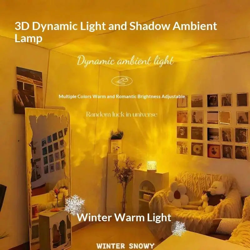 3D Water Ripple Projector Night Light – Ambient Bedroom Lamp Projection Night Light Nixie