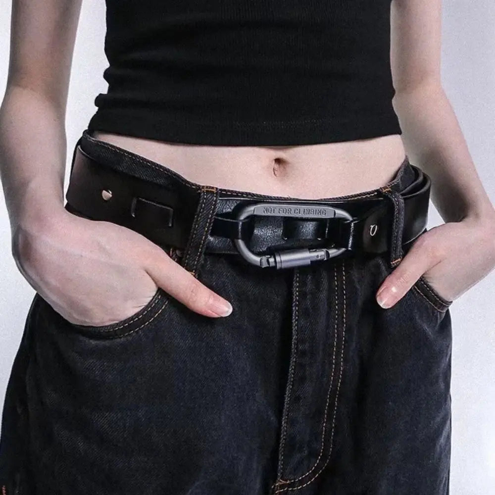 PU Leather Carabiner Buckle Belt – Unisex Adjustable Jeans Belt Fashion Buckle Belt Nixie