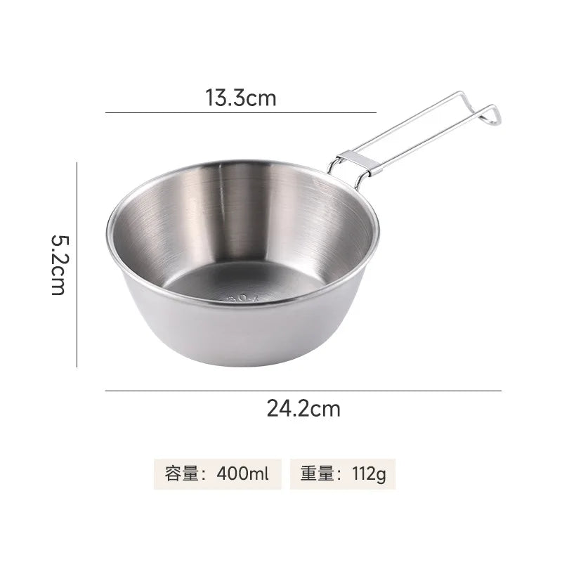 Foldable 304 Stainless Steel Camping Bowl with Handle Camping Bowl Nixie 400ml