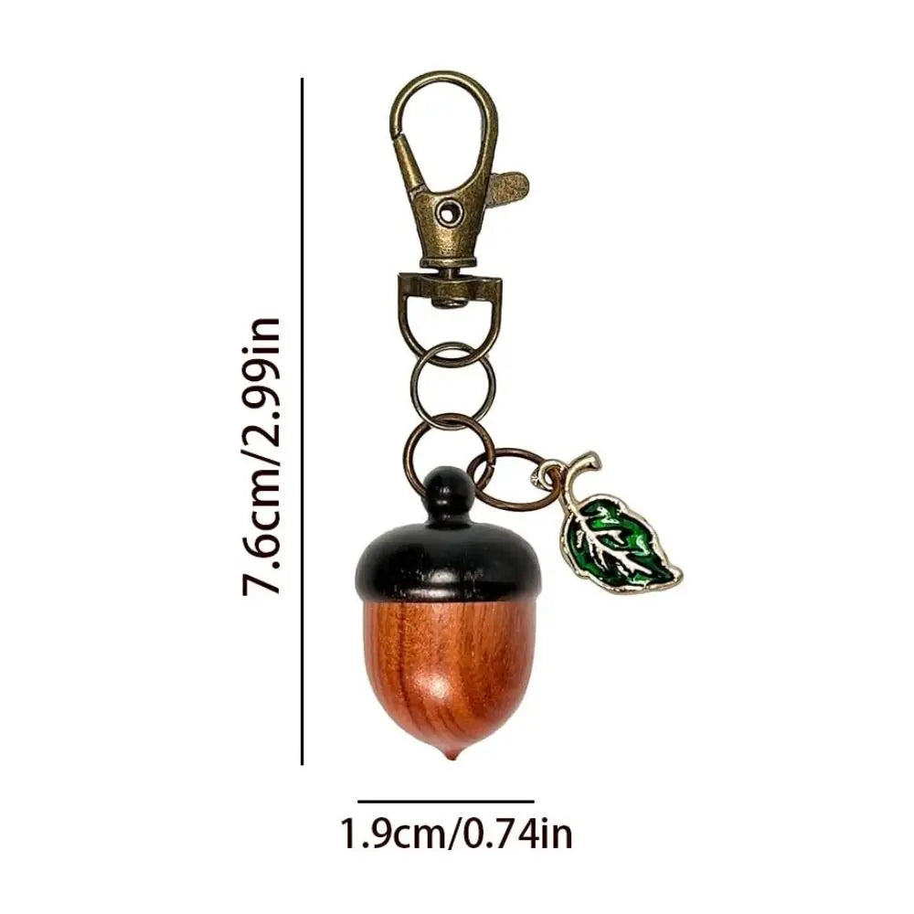 Acorn Wooden Pill Box Keychain – Mini Storage Container