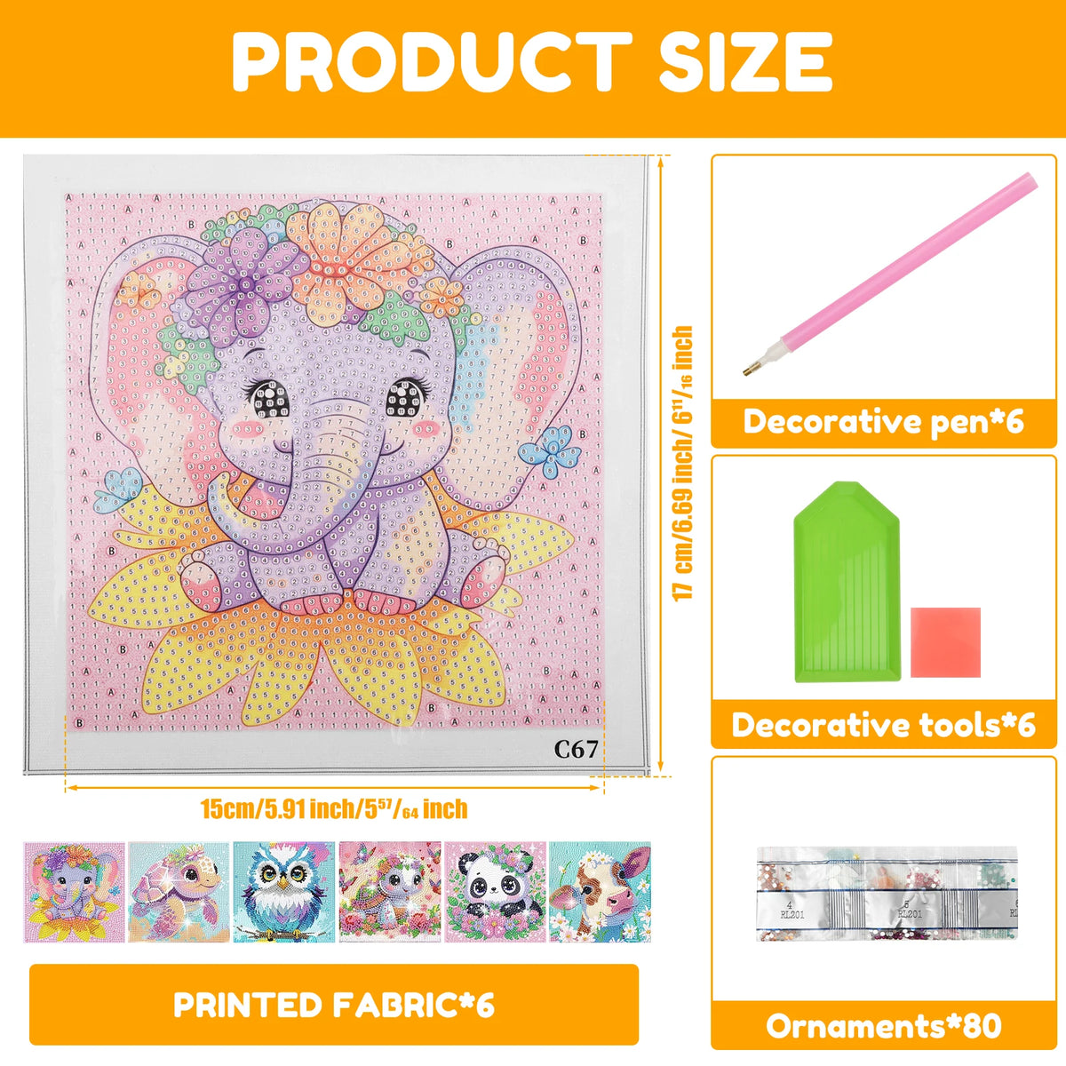 6-Pack Diamond Painting Kits for Kids – Cute Animal Gem Art Diamond Painting Kit Nixie