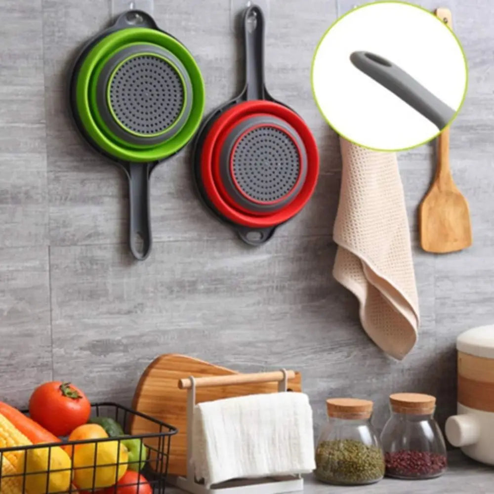 Collapsible Silicone Colander with Handle – Heat Resistant Silicone Colander Nixie