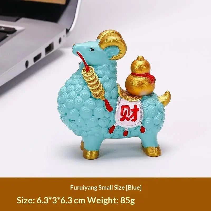 Feng Shui Golden Goat Statue Chinese Zodiac Wealth Figurine
