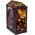 DIY Book Nook Kit 3D Wooden Puzzle Bookshelf Insert with LED Miniature Model Kit Nixie wooden