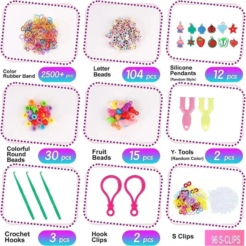 2900+ Pcs 32-Colour Rubber Band Bracelet Loom Kit – DIY Craft Set Loom Band Craft Kit Nixie